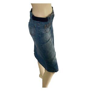 Denim Midi Skirt, Size 8, Topshop UK Midi Light Denim Skirt